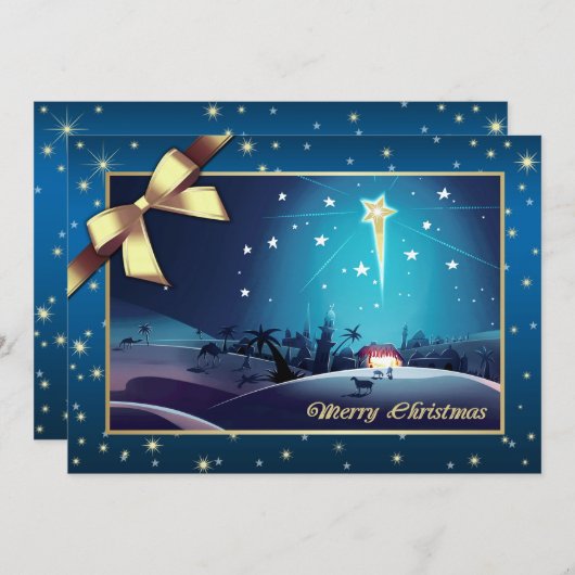 Vrolijk kerstfeest. Ster van Bethlehem Feestdagenkaart (Voorkant / Achterkant)