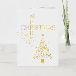 Vrolijk Kerstfeest Sterren & Boom Folie Feestdagenkaart