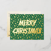 Vrolijk kerstfeest Sterren, groen, modern Folie Feestdagen Briefkaart (Voorkant / Achterkant)