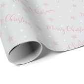 Vrolijk Kerstfeest Sterren Polka Dots Grijs Kerstm Cadeaupapier (Rol Hoek)