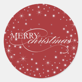 Vrolijk Kerstfeest - Sterren - Sticker, Zegel