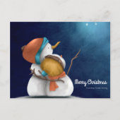 Vrolijk kerstfeest Sterrennacht met Snowmen omhelz Briefkaart (Voorkant)