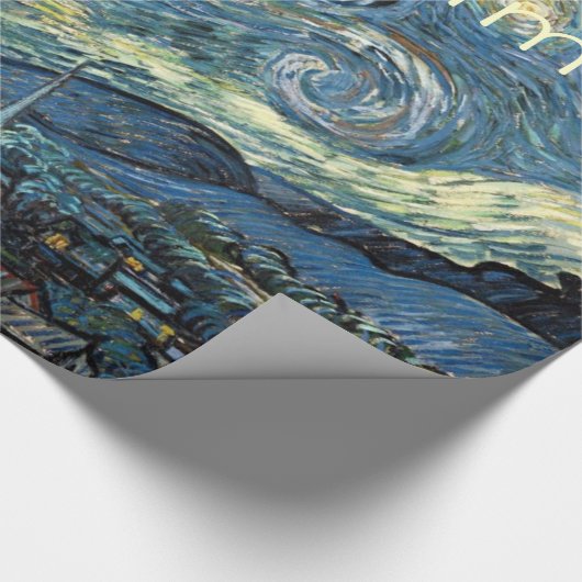 Vrolijk kerstfeest Sterrennacht van Vincent van Go Cadeaupapier (Hoek)
