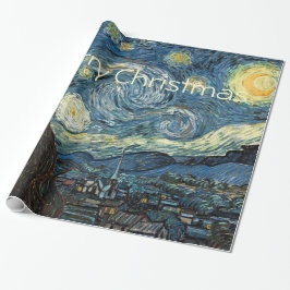 Vrolijk kerstfeest Sterrennacht van Vincent van Go Cadeaupapier