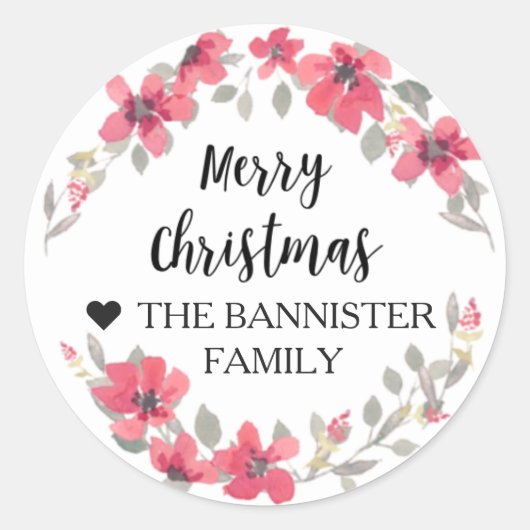 Vrolijk kerstfeest Sticker - Berry Red Xmas (Voorkant)