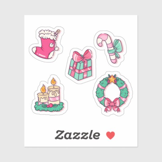 Vrolijk kerstfeest sticker collectie (Vel)