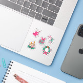 Vrolijk kerstfeest sticker collectie (Laptop met iPhone)
