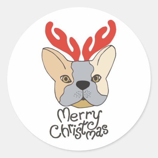 Vrolijk Kerstfeest Sticker Hond Xmas Design (Voorkant)