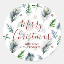 Vrolijk kerstfeest sticker label Pine Xmas