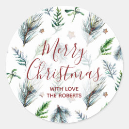 Vrolijk kerstfeest sticker label Pine Xmas