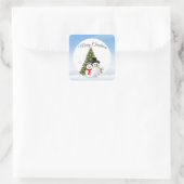Vrolijk kerstfeest Sticker met Snowmen (Tas)