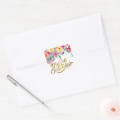 Vrolijk kerstfeest sticker paars roestvrij goud (Envelop)