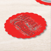 Vrolijk kerstfeest -  stijl zwart op rood | kartonnen onderzetters (Gekanteld)