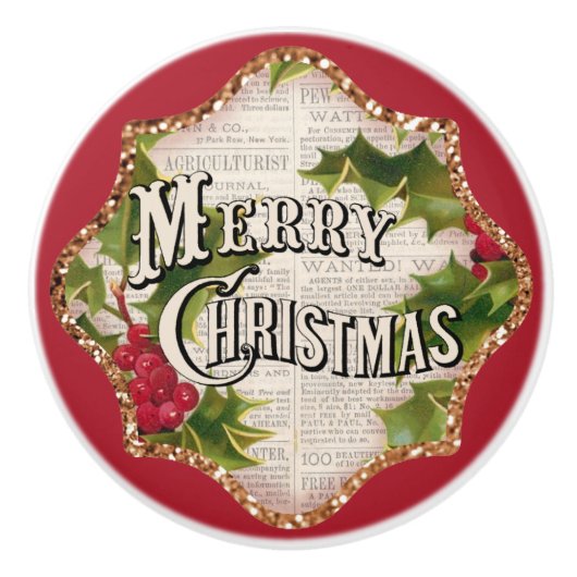 Vrolijk kerstfeest  stijlfeestdag keramische knop (Voorkant)