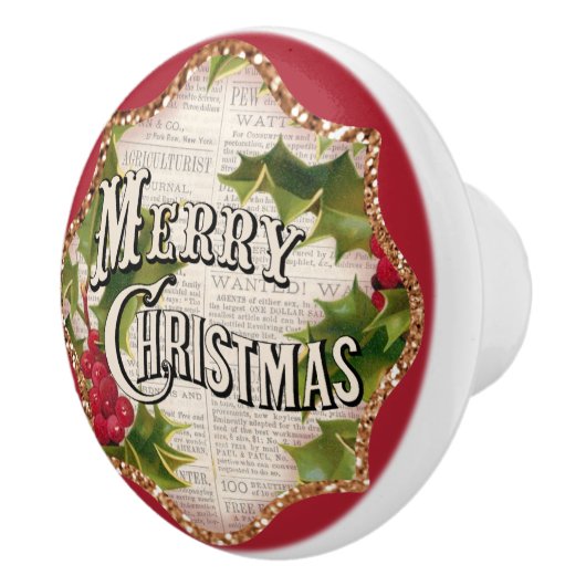 Vrolijk kerstfeest  stijlfeestdag keramische knop (Rechts)