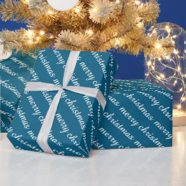 VROLIJK KERSTFEEST STIJLVOLLE MODERNE OCEAN BLUE C CADEAUPAPIER