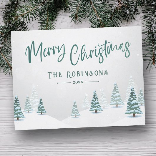 Vrolijk Kerstfeest Stijlvolle Rustieke Land Winter Feestdagenkaart