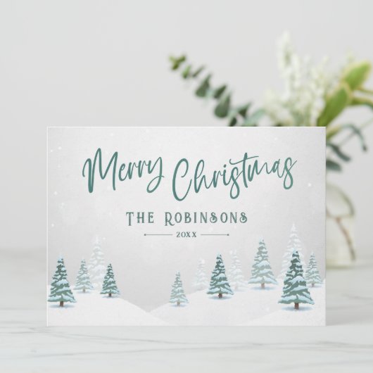 Vrolijk Kerstfeest Stijlvolle Rustieke Land Winter Feestdagenkaart (Staand voorkant)