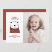 Vrolijk kerstfeest. Stomme polair beer. Grappig di Feestdagenkaart (Voorkant / Achterkant)