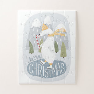 Vrolijk kerstfeest. Stomme polair beer. Grappig di Legpuzzel