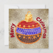 Vrolijk Kerstfeest - stralende bal met pailletten (Voorkant)