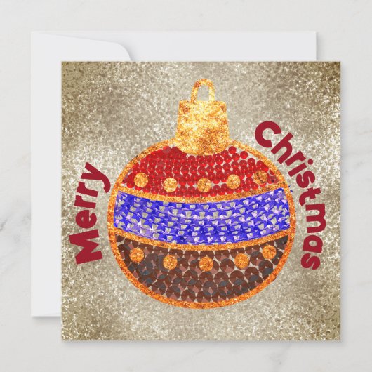 Vrolijk Kerstfeest - stralende bal met pailletten (Voorkant)