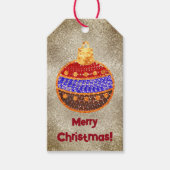 Vrolijk Kerstfeest - stralende bal met pailletten Cadeaulabel (Voorkant)