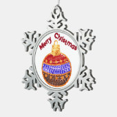 Vrolijk Kerstfeest - stralende bal met pailletten Tin Sneeuwvlok Ornament (Rechts)