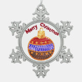 Vrolijk Kerstfeest - stralende bal met pailletten Tin Sneeuwvlok Ornament (Voorkant)