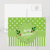 Vrolijk kerstfeest,  strepen en stippen briefkaart (Voorkant / Achterkant)