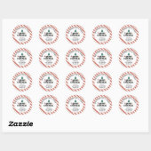 "Vrolijk Kerstfeest" Stripes-Herten Boom Ster Ronde Sticker (Vel)