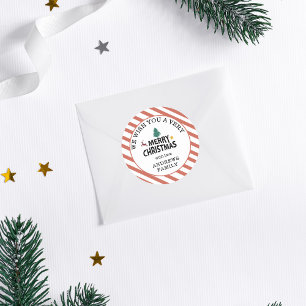 "Vrolijk Kerstfeest" Stripes-Herten Boom Ster Ronde Sticker