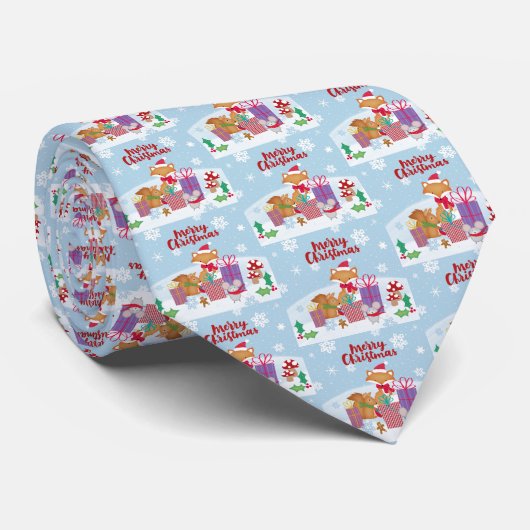 Vrolijk kerstfeest stropdas (Opgerold)