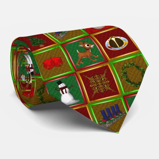 Vrolijk kerstfeest stropdas (Opgerold)