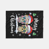 Vrolijk Kerstfeest Suiker Schedel Kerstman Hoed Fa Fleece Deken (Voorkant (Horizontaal))