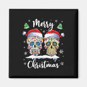 Vrolijk Kerstfeest Suiker Schedel Kerstman Hoed Fa Magneet (Voorkant)