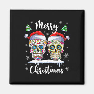 Vrolijk Kerstfeest Suiker Schedel Kerstman Hoed Fa Magneet