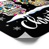 Vrolijk Kerstfeest Suiker Schedel Kerstman Hoed Fa Poster (Hoek)