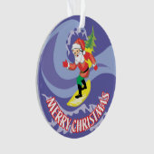 Vrolijk Kerstfeest Surfboarding Santa Ornament (voorkant)