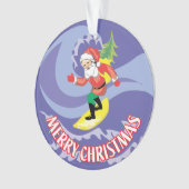 Vrolijk Kerstfeest Surfboarding Santa Ornament (voorkant)