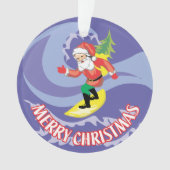 Vrolijk Kerstfeest Surfboarding Santa Ornament (voorkant)