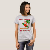 Vrolijk kerstfeest Surfing Santa San Diego Cali T-shirt (Voorkant volledig)