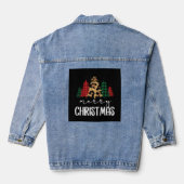 Vrolijk Kerstfeest SVG Luipaard Boom Denim Jacket (Achterkant)
