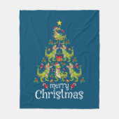 Vrolijk kerstfeest T Rex Boys Kinder kerstboom Rex Fleece Deken (Voorkant)