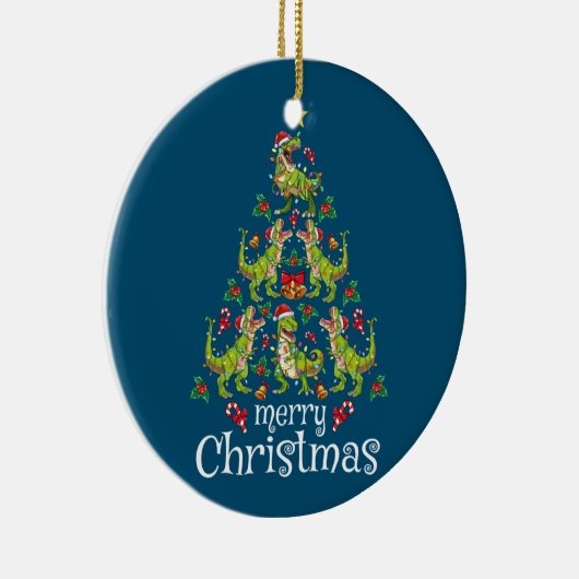Vrolijk kerstfeest T Rex Boys Kinder kerstboom Rex Keramisch Ornament (Rechts)
