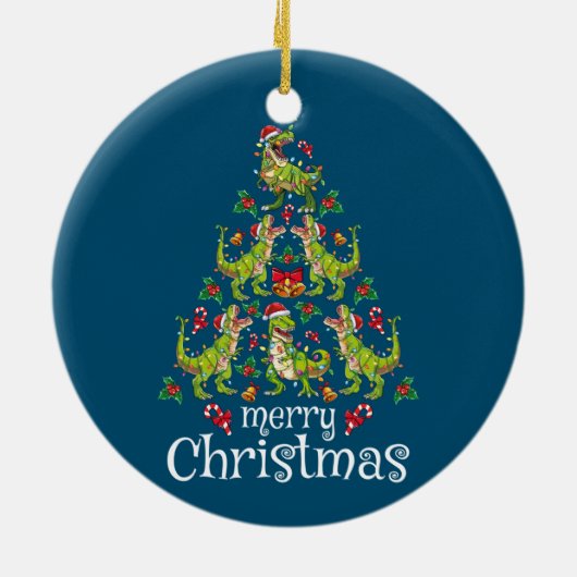 Vrolijk kerstfeest T Rex Boys Kinder kerstboom Rex Keramisch Ornament (Achterkant)