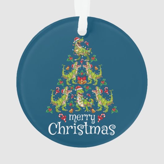 Vrolijk kerstfeest T Rex Boys Kinder kerstboom Rex Ornament (achterkant)