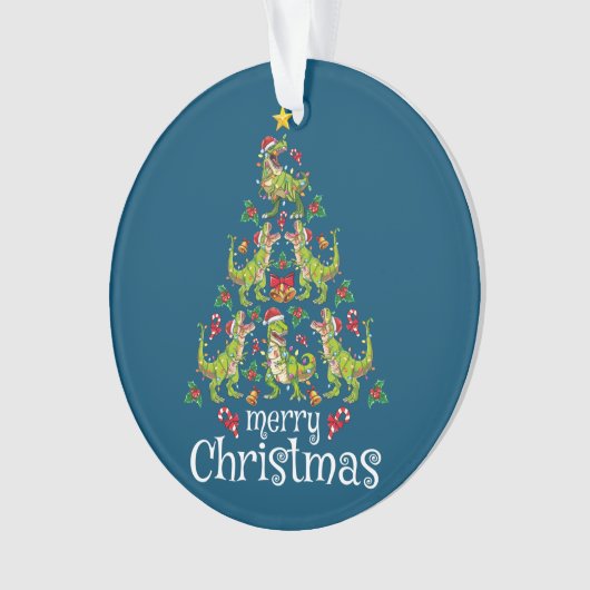 Vrolijk kerstfeest T Rex Boys Kinder kerstboom Rex Ornament (voorkant)