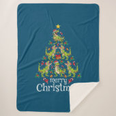 Vrolijk kerstfeest T Rex Boys Kinder kerstboom Rex Sherpa Deken (Voorkant)