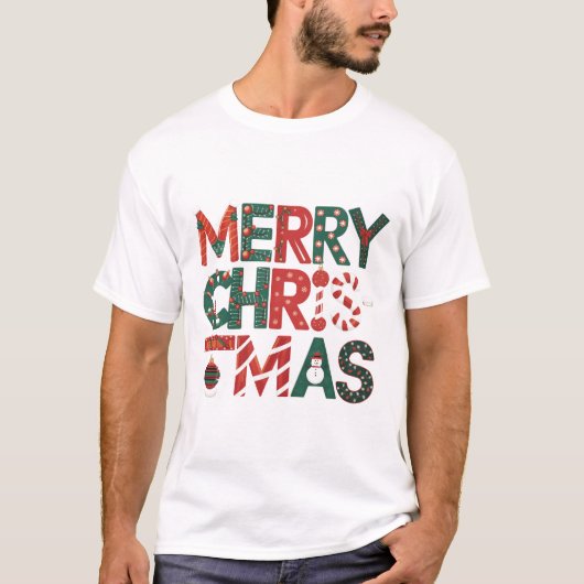 Vrolijk kerstfeest t-shirt (Voorkant)